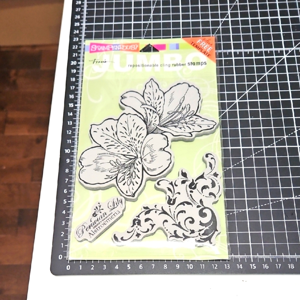 GIANT PERUVIAN LILY Alstroemeria Stampendous Rubber Stamps with free template.